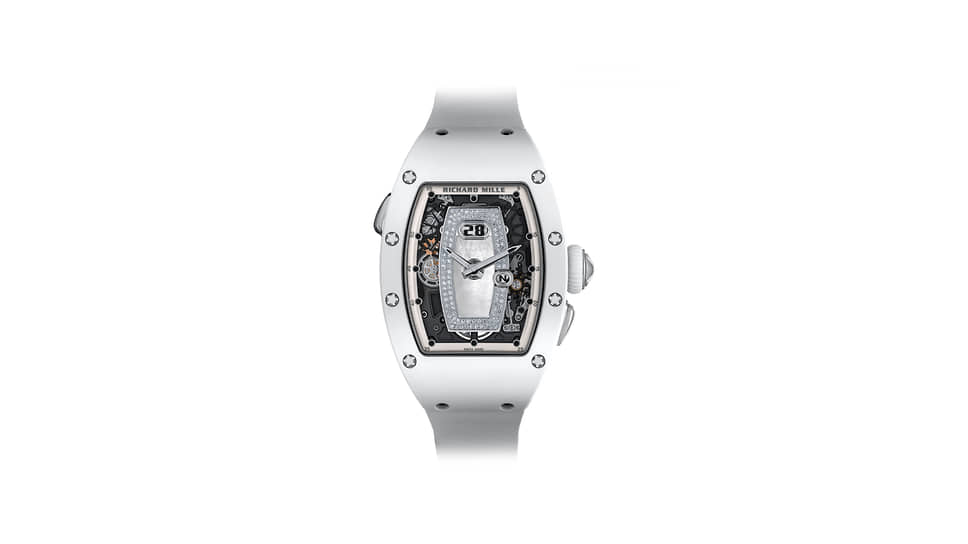 Richard Mille, часы RM 037, 52,63 х 34,4 мм керамика, белое золото, бриллианты, механизм с автоматическим подзаводом, запас хода 50 часов