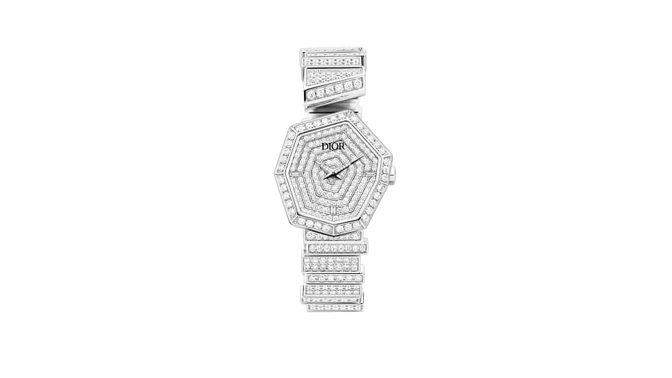 Часы Gem Dior, 27 мм, белое золото, бриллианты, кварцевый механизм