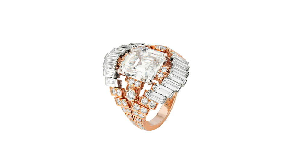 Кольцо Eblouisssante, розовое золото, платина, бриллианты