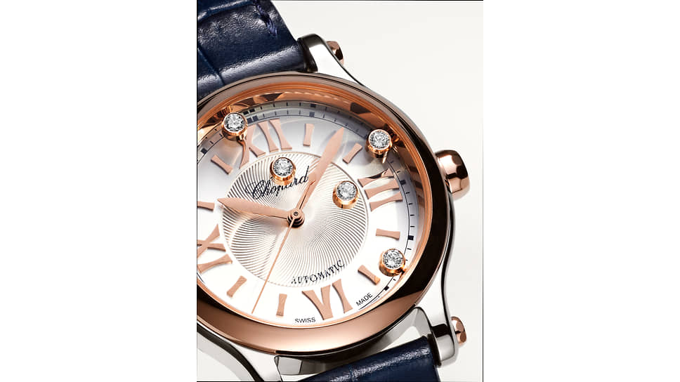 Часы Happy Sport, 33 мм, сталь, розовое золото, бриллианты, механизм с автоматическим подзаводом