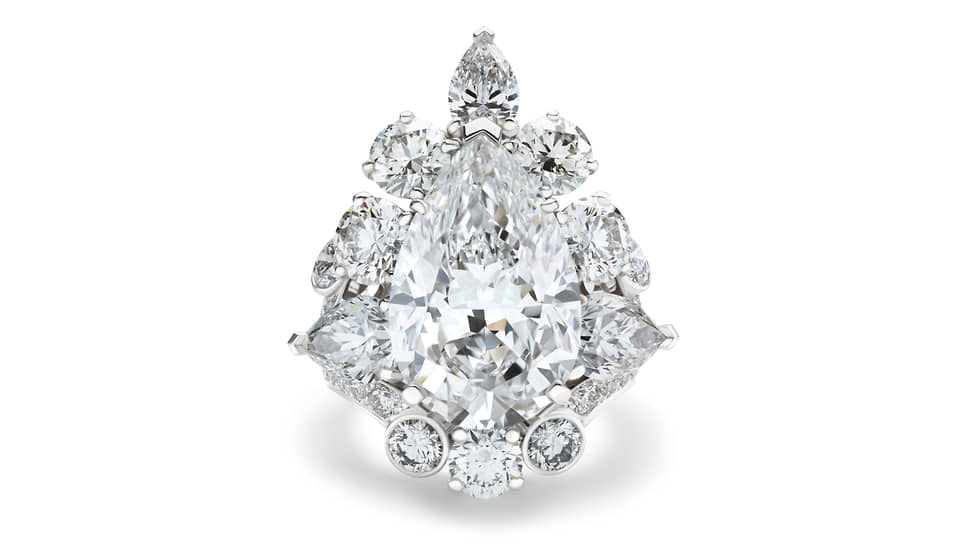 Кольцо 1888 Master Diamonds, белое золото, центральный бриллиант огранки «груша», бриллианты