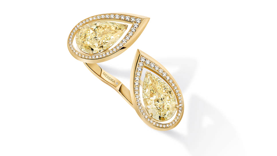 Messika, кольцо Pear Appeal, желтое золото, желтые и бесцветные бриллианты