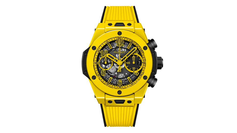 Hublot Big Bang Unico Yellow Sapphire, корпус 42 мм из полированной желтой керамики, мануфактурный автоматический хронограф Unico с функцией Flyback и колонным колесом
