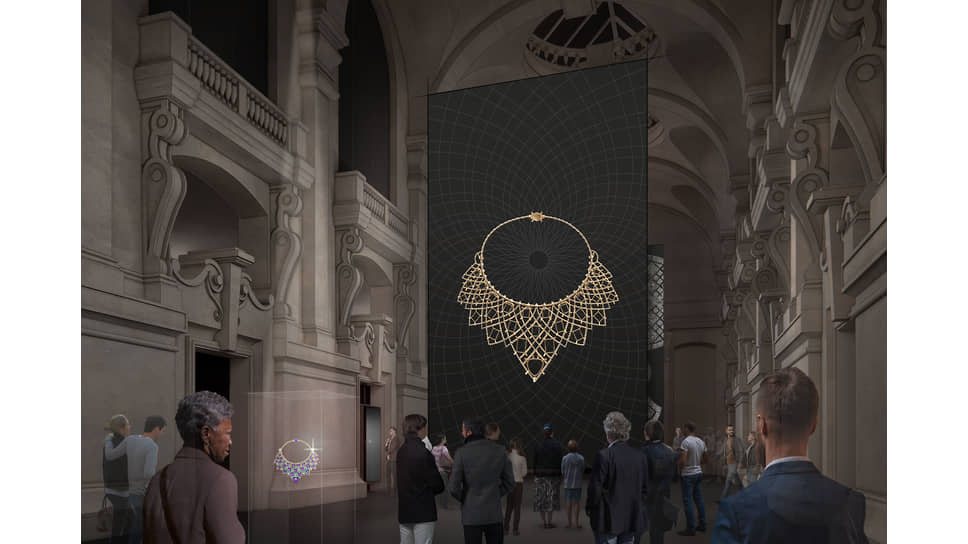 Эскиз экспозиции «Cartier и искусства ислама: в поисках современности» в парижском Музее декоративных искусств
