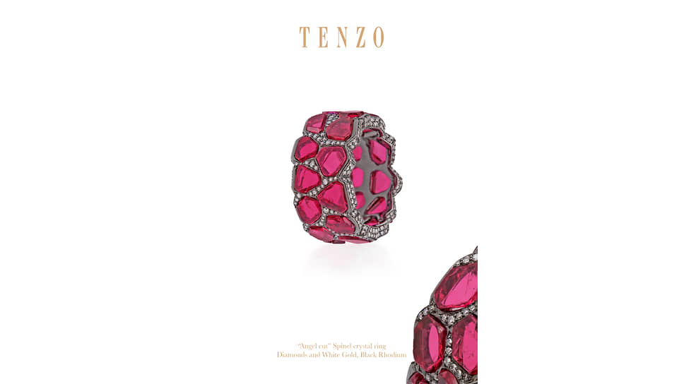Tenzo, кольцо, родированное золото, шпинель, бриллианты