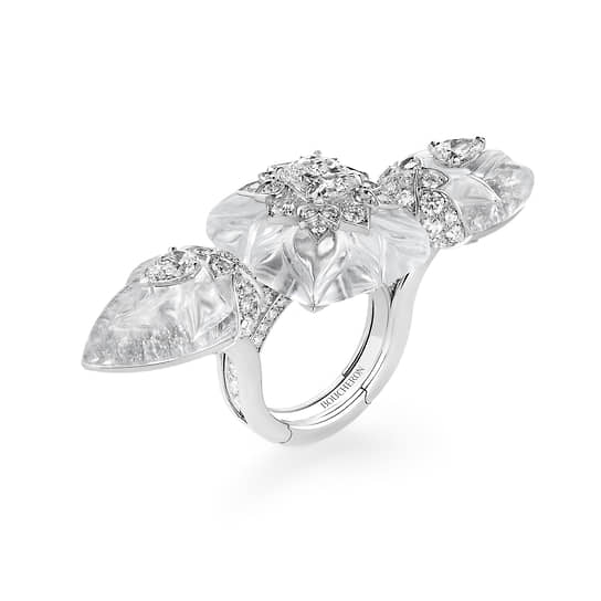 Кольцо New Maharani Crystal, белое золото, бриллианты, горный хрусталь