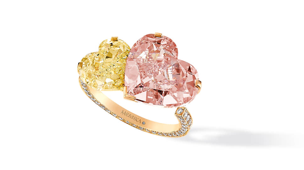 Messika, кольцо Toi &amp; Moi, розовое золото, желтый, розовый и бесцветные бриллианты
