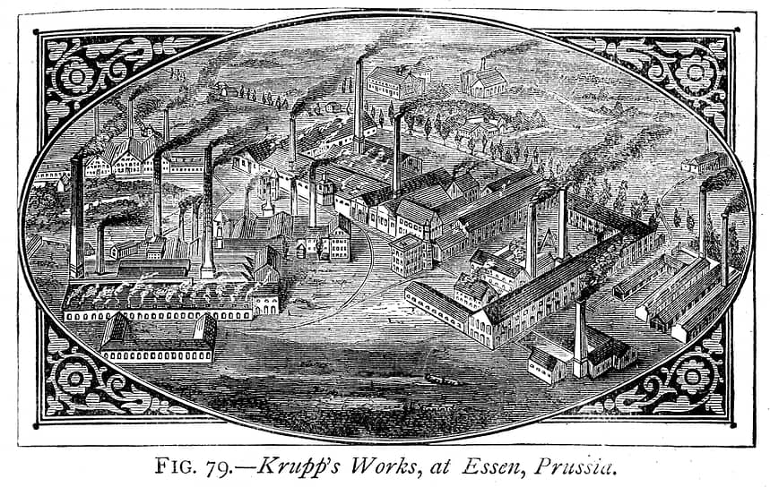 Завод Круппа в Эссене. Гравюра 1884 года