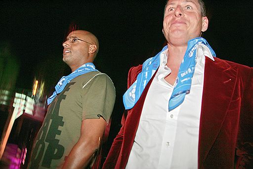 Сын ливийского лидера Муамара Каддафи Саиф Каддафи (слева) и бизнесмен Александр Шусторович на Cote d`Azur Vecherinka