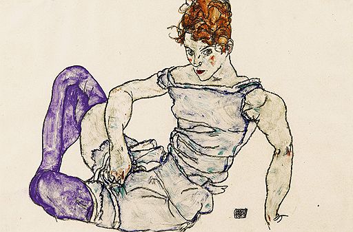 Эгон Шиле. «Сидящая женщина в фиолетовых чулках», 1917 год. Sotheby’s, эстимейт &amp;#163;3–5 млн