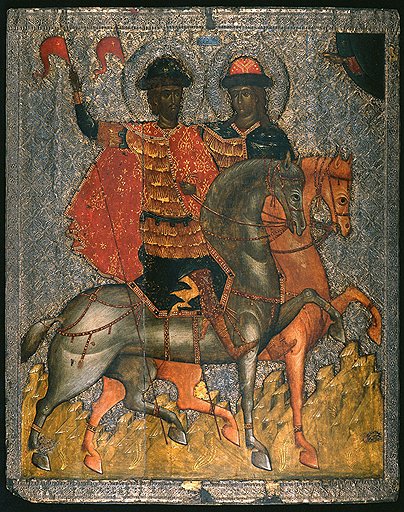 Икона «Святые Борис и Глеб», Новгород, последняя треть XIV века. Новгородский государственный музей-заповедник