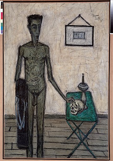 Бернар Бюффе. «Обнаженный мужчина с черепом», 1947 год. Холст, масло