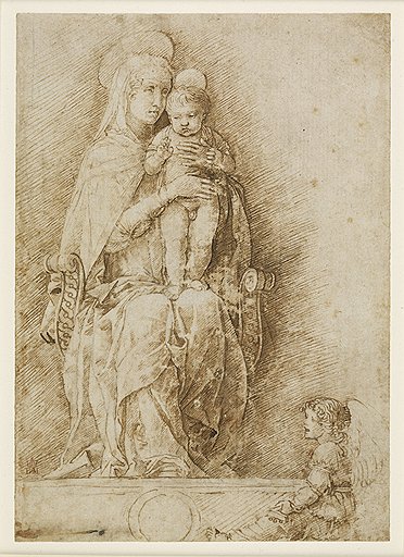 Андреа Мантенья. «Богоматерь с младенцем и ангелом», около 1490 года. Карандаш, тушь, уголь