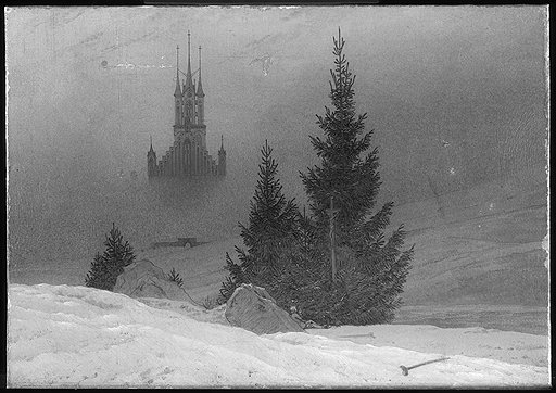 Каспар Давид Фридрих. «Зимний пейзаж», около 1811 года. Рефлектограмма в инфракрасном свете