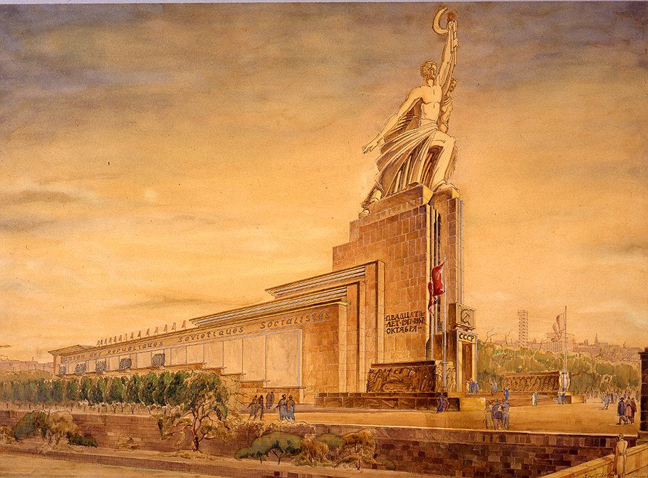 Борис Иофан. Павильон на Всемирной выставке в Париже 1937 года. Перспектива. 1936 год 
