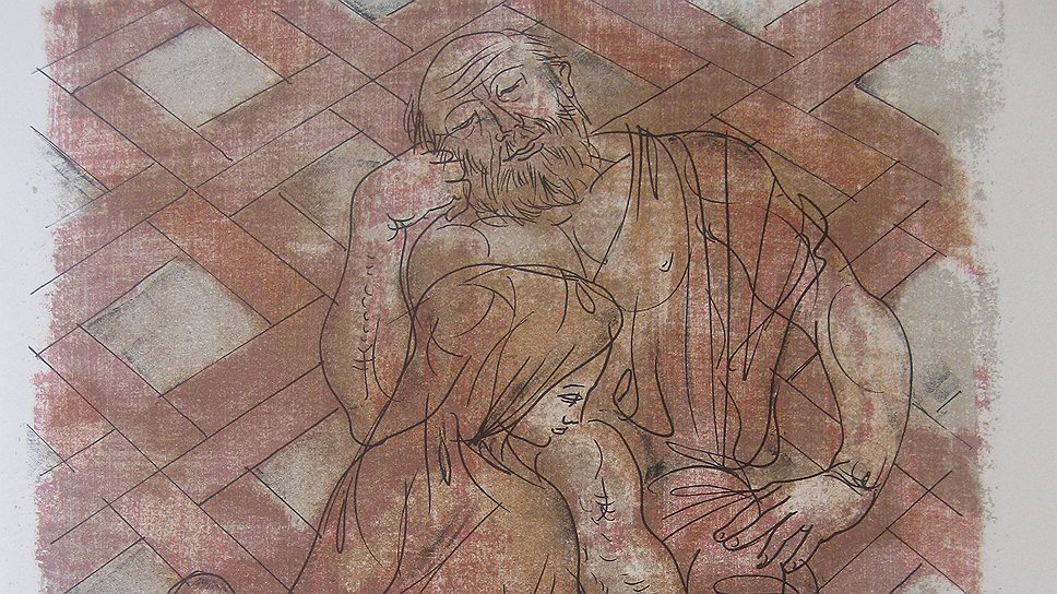 Ханс Эрни. &quot;Евриклея омывает ноги Одиссею&quot;, иллюстрация к &quot;Одиссее&quot; Гомера, 1957-1958 годы