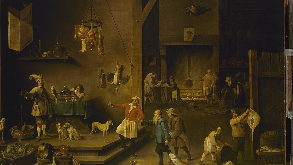 Репродукция картины. Давид Тенирс Младший. «Кухня», 1646