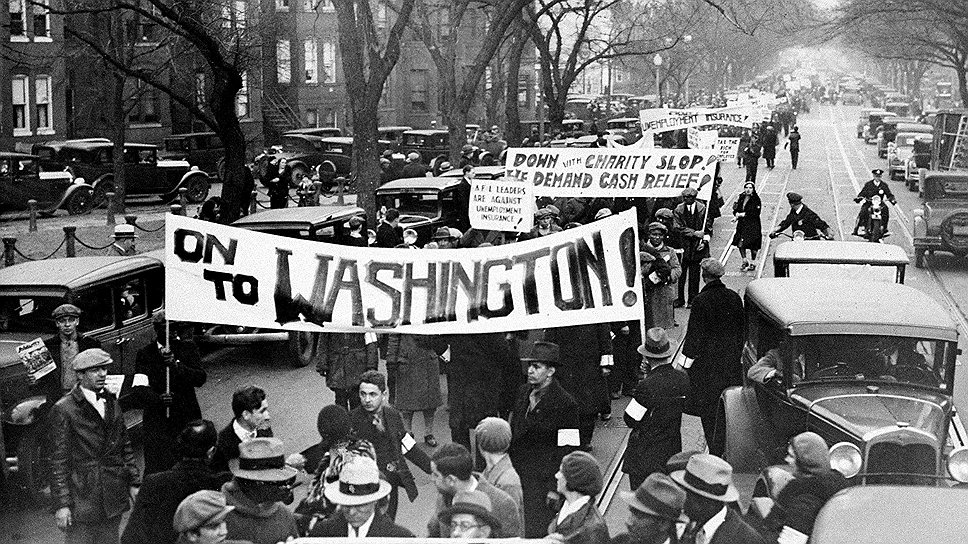 &quot;Голодные марши&quot;, 1931--1932 годы. Протестующие безработные в Вашингтоне, 7 декабря 1931 года