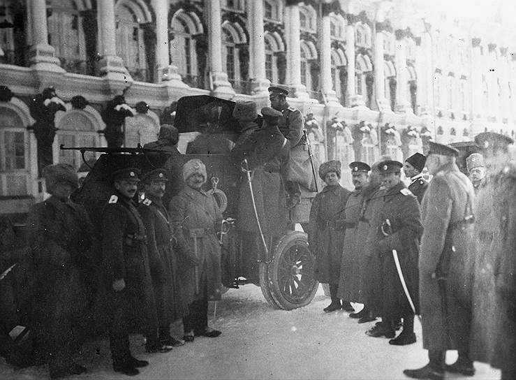 &quot;Дворец в Царском Селе: император Николай II проводит смотр корпуса бельгийских добровольцев и слушает объяснения майора Коло, командира корпуса (незадолго до отправки на фронт, в Галицию)&quot;, январь 1916 года