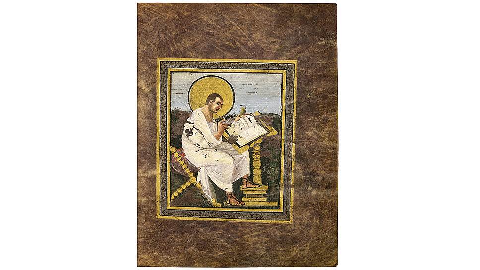 &amp;quot;Коронационное Евангелие&amp;quot;, миниатюра с изображением апостола Матфея, 814 год
