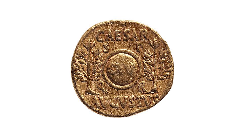 Ауреус с изображением Октавиана Августа, 20-19 год до н.э. 