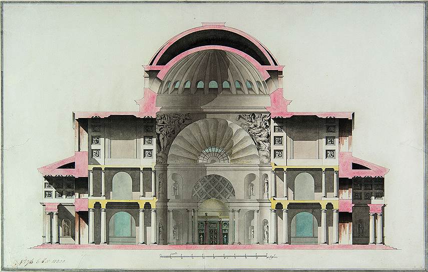 Чарльз Камерон. Разрез Софии&amp;#774;ского собора в Царском Селе, около 1782 года