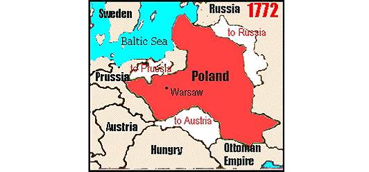 Карта раздела Польши в 1772 году 
