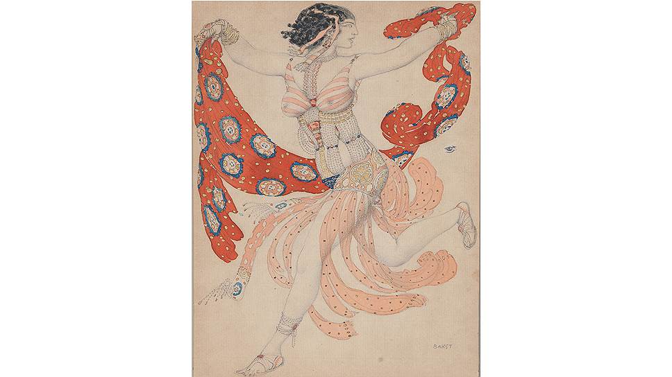 &quot;Клеопатра&quot;. Эскиз костюма для Иды Рубинштейн к балету &quot;Клеопатра&quot; (&quot;Египетские ночи&quot;), 1909 год 
