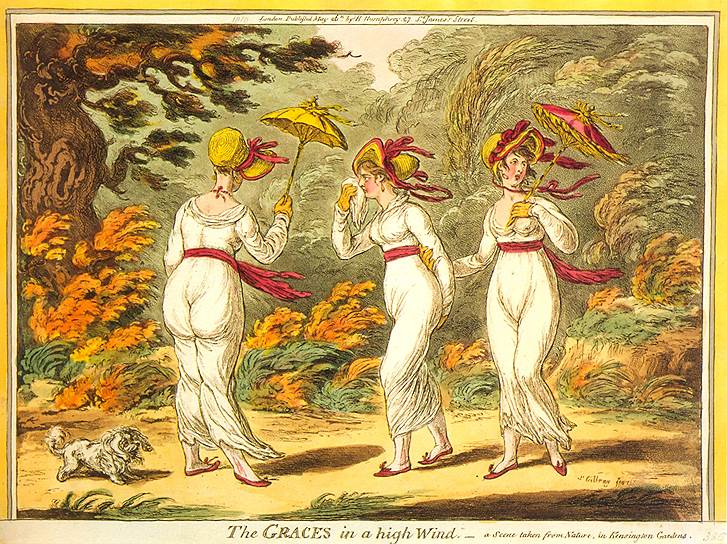 &quot;Грации на сильном ветру&quot;. Карикатура, 1810 год

