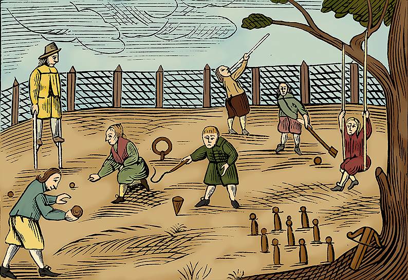 &quot;Спортивные игры для мальчиков&quot;. Иллюстрация к &quot;Orbis pictus&quot;, 1659 год 