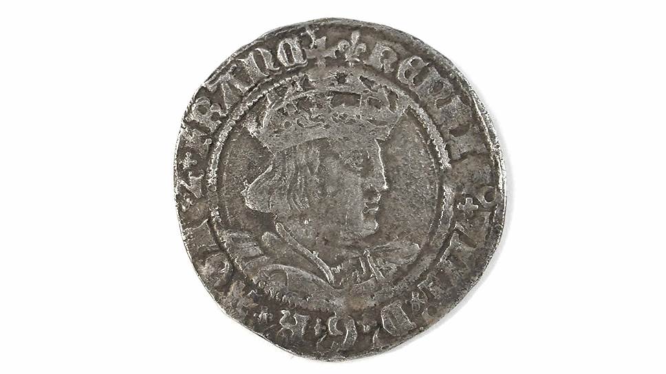 Серебряная монета с профилем Генриха VIII, 1526-1544 годы 