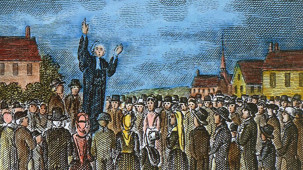 Гравюра «Джордж Уайтфилд проповедует в американских колониях», 1832 год