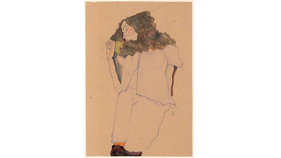 Эгон Шиле. «Спящая девушка», 1911 год 
