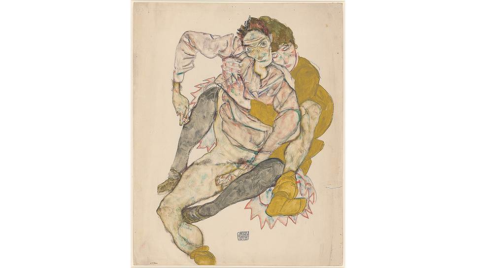 Эгон Шиле. «Сидящая пара», 1915 год 
