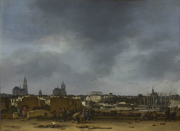 Эгберт ван дер Пул. «Вид Делфта после взрыва», 1654 