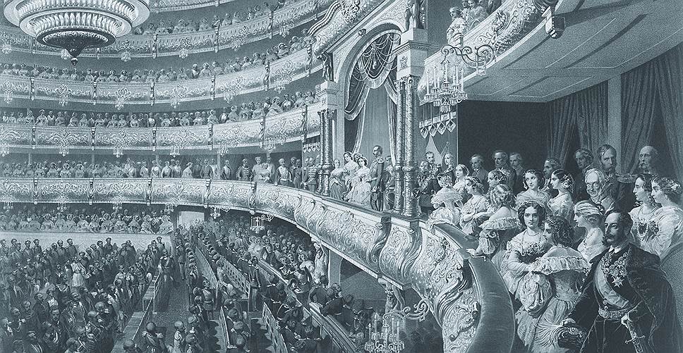 Михаил Зичи. «Зрительный зал Большого театра во время визита императора Александра II», 1856