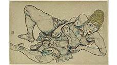 Эгон Шиле. «Лежащая женщина со светлыми волосами», 1914