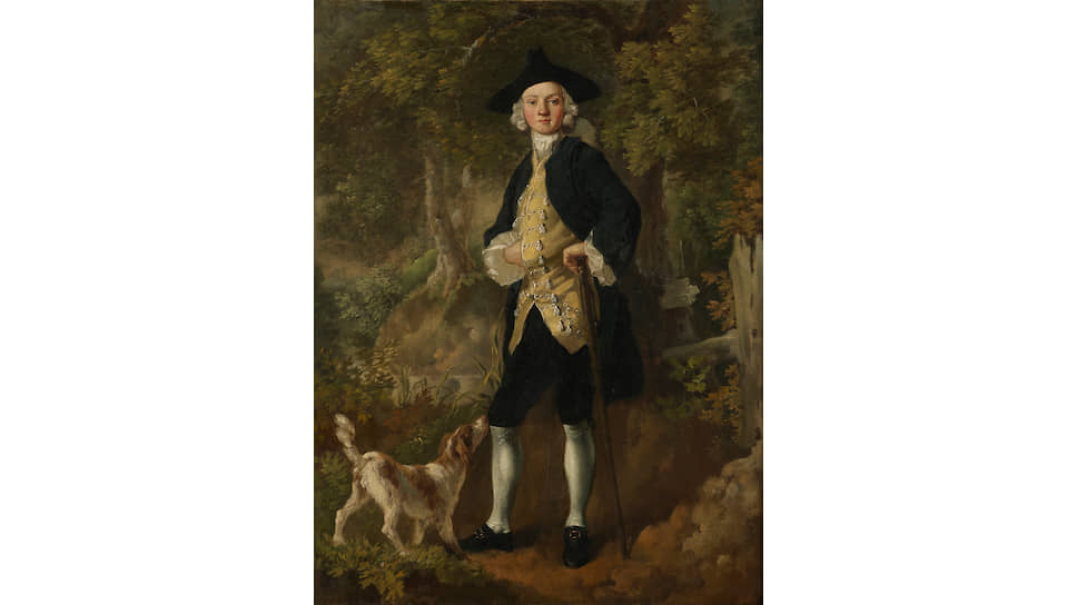 «Джентльмен с собакой в лесу», около 1746