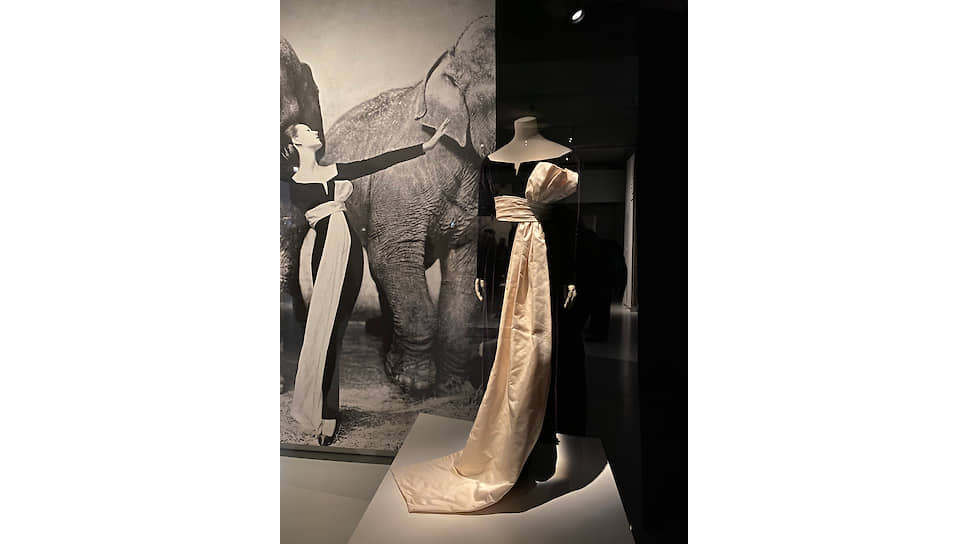 Фотография Ричарда Аведона «Довима и слоны», 1955, и платье Christian Dior FW 55
