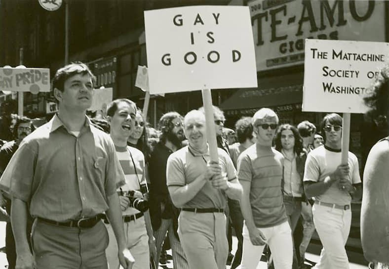 Колонна «Общества Маттачине» на марше Christopher Street Day в Вашингтоне, 1970 