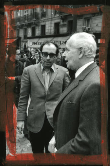 Жан-Люк Годар и Луи Арагон на студенческой демонстрации в Париже, 29 мая 1968
