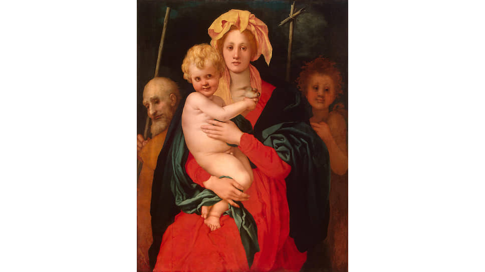 Понтормо (Якопо Каруччи). «Мадонна с младенцем, св. Иосифом и Иоанном Крестителем», начало 1520-х