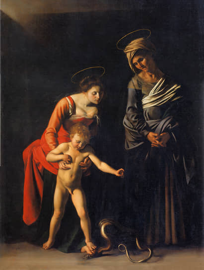 Караваджо. «Мадонна с ребенком и святая Анна», 1606. Картина, заказанная папой римским Павлом V для собора Св. Петра в Риме 