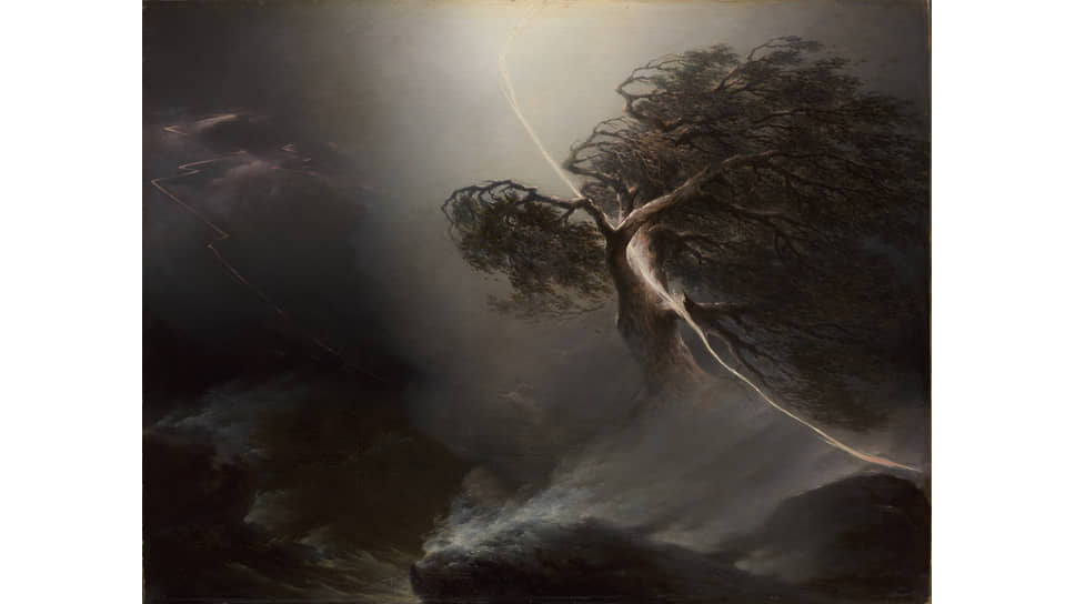 Максим Воробьев. «Дуб, раздробленный молнией (Буря)», 1842
