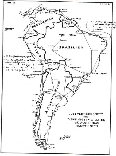 Поддельная карта плана Гитлера по разделу Южной Америки. 1941 год