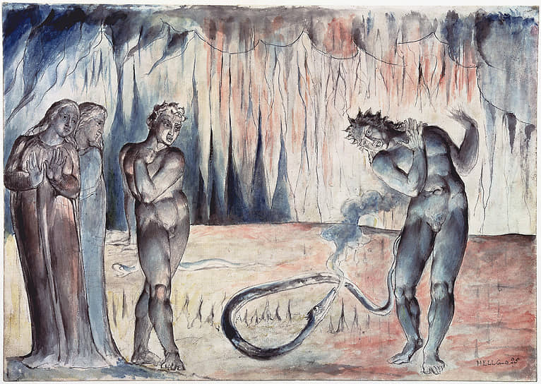 Уильям Блейк. «Змей кусает Буозо Донати», 1824–1827