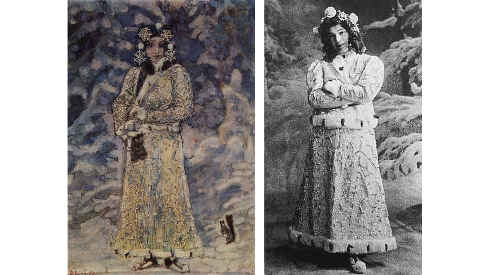 Слева направо: 
«Снегурочка», 1890. 
Надежда Забела-Врубель
в роли Снегурочки, 1900-е