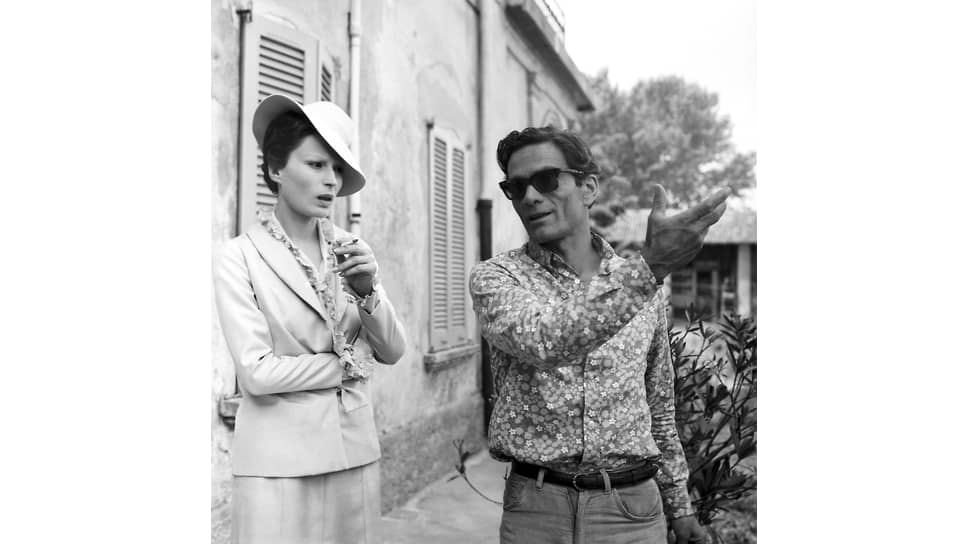 Пьер Паоло Пазолини с актрисой Сильваной Мангано на съемках фильма «Эдип», 1967 