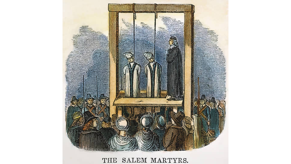 Гравюра с изображением казни ведьм в Салеме, 1850