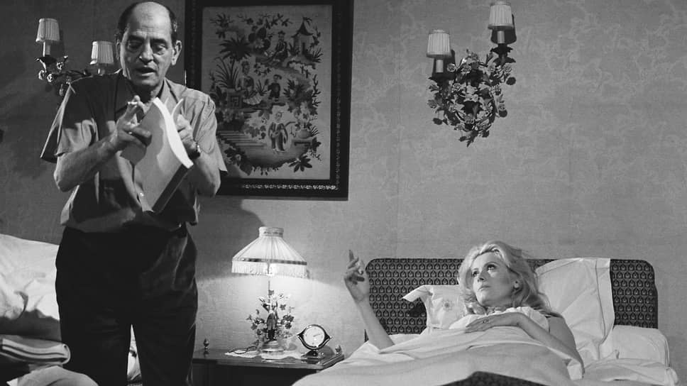 Луис Бунюэль и Катрин Денев на съемках фильма «Дневная красавица», 1966